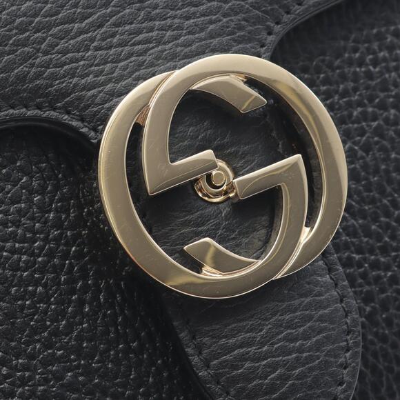 Gucci Interlocking GG Shoulder Bag Black Leather - Picture 5 of 6
